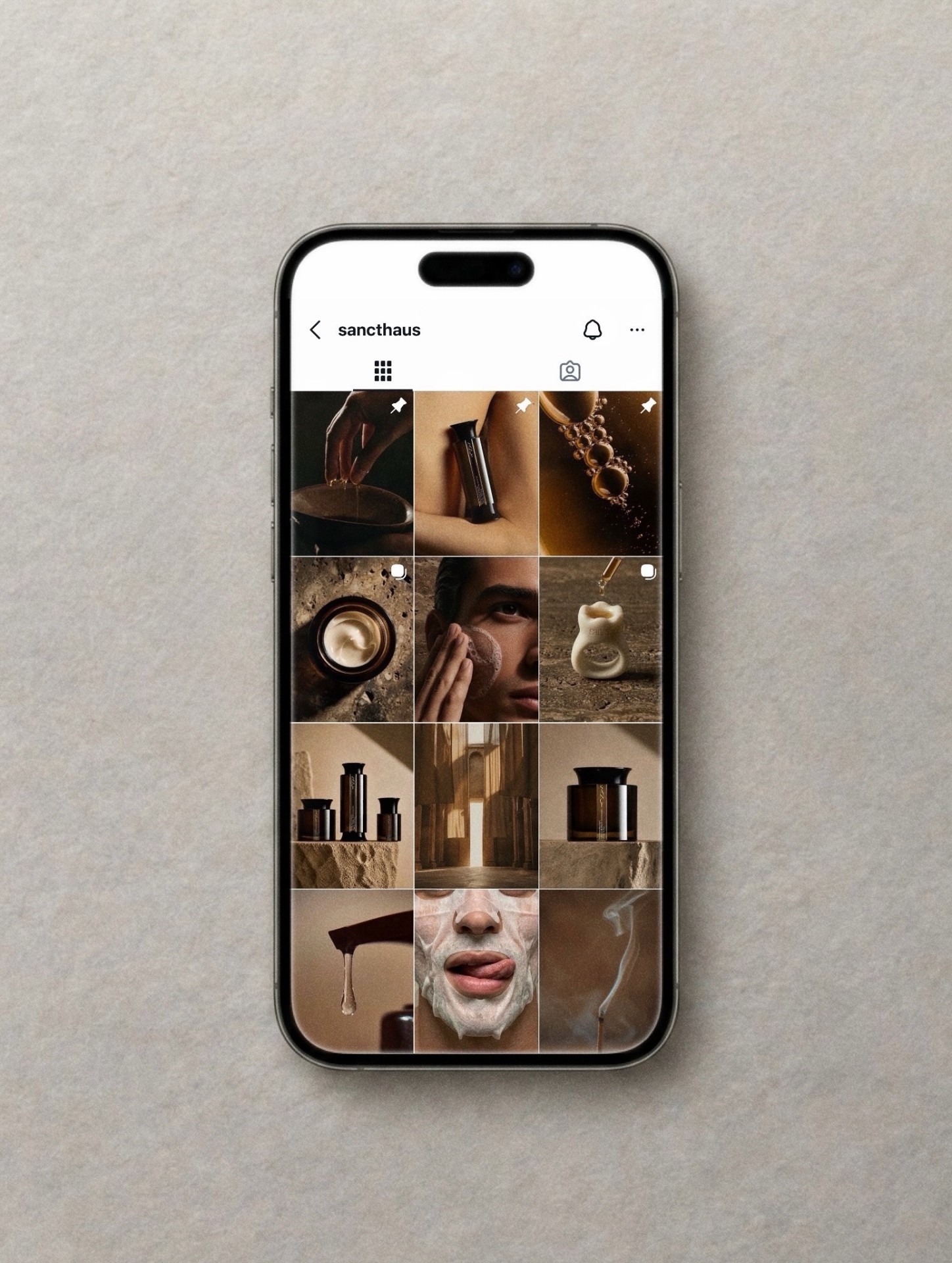 The Sancthaus instagram grid — a coherent visual world across the feed